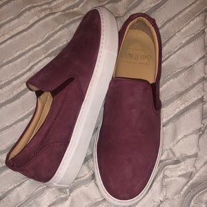 GREATS brand red suede leather slip on sneakers
